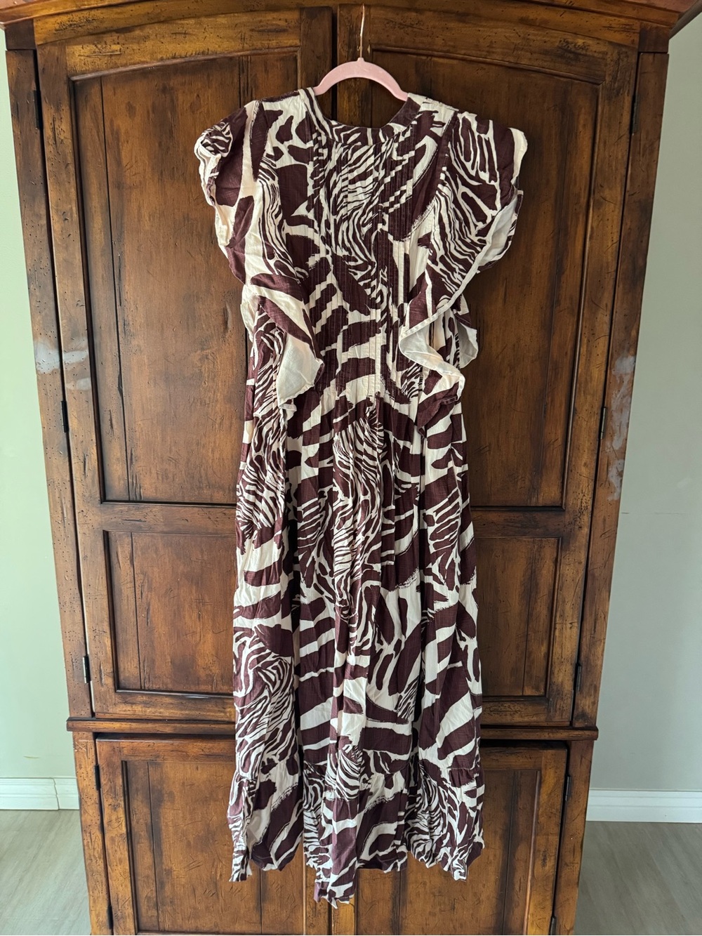 Anthropologie Maeve Brown & Cream Animal-Print Cassandra Maxi Dress Size 1X - Picture 6 of 8